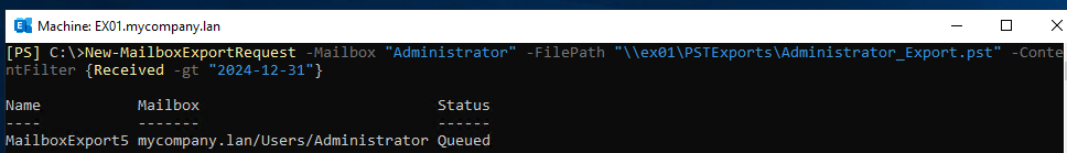 Export Emails Received after a Specific Date